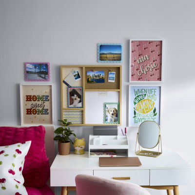 Pink Sky Double Sided Desktop With Tray Rectangular Vanity Mirror
