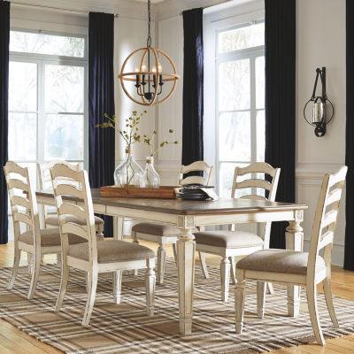 Signature Design by Ashley Realyn 7-Piece Rectangular Extension Ladderback Dining Table Set