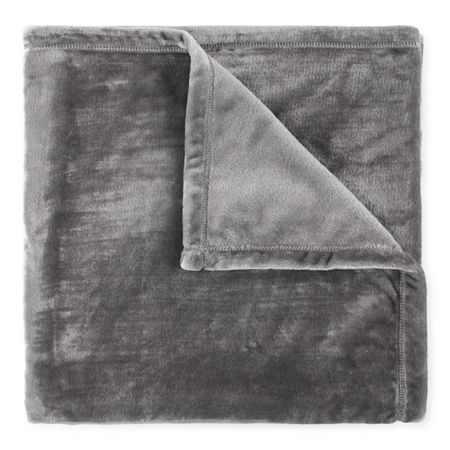 Home Expressions Velvet Plush Solid Throw, One Size, Gray