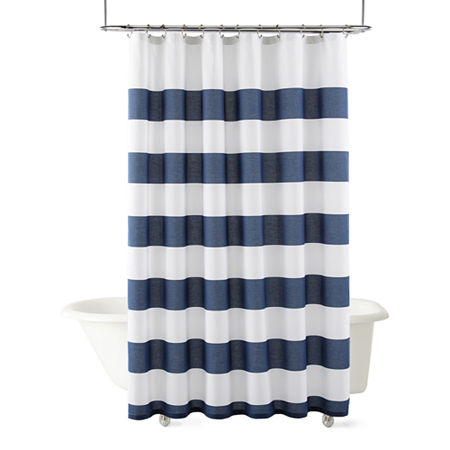 Home Expressions Rugby Stripe Shower Curtain, One Size, Blue