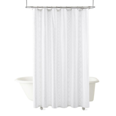 Linden Street Cotton Clip Jacquard Shower Curtain, Color Egret JCPenney