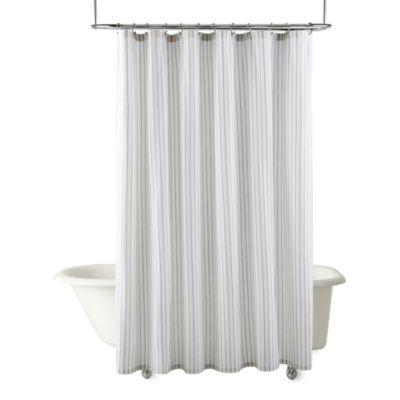Linden Street Ticking Stripe Shower Curtain, Color Light Indigo JCPenney