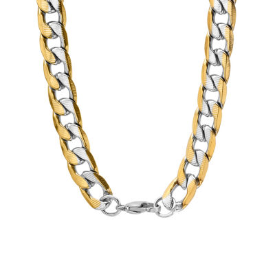 Steeltime Mens 18K Gold Over Stainless Steel Hypoallergenic 24 Inch Link Necklace