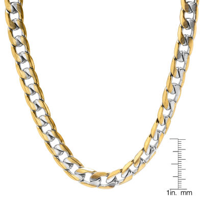 Steeltime Mens 18K Gold Over Stainless Steel Hypoallergenic 24 Inch Link Necklace