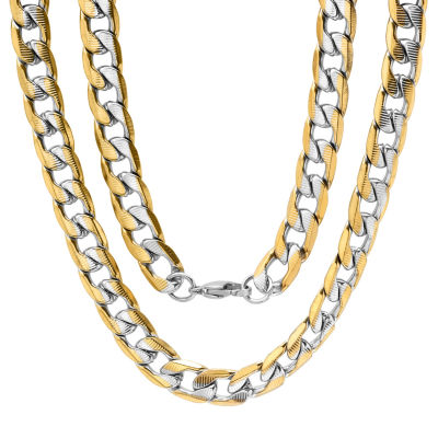 Steeltime Mens 18K Gold Over Stainless Steel Hypoallergenic 24 Inch Link Necklace