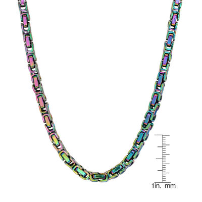 Steeltime Mens Stainless Steel Hypoallergenic 24 Inch Byzantine Chain Necklace