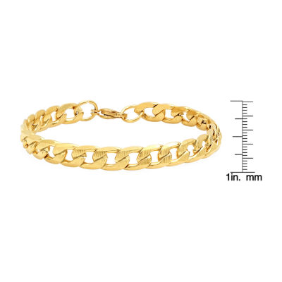 Steeltime 18K Gold Over Stainless Steel 8 1/2 Inch Solid Cuban Link Bracelet