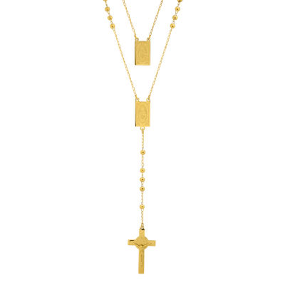 Steeltime Mens 18K Gold Over Stainless Steel Rosary Necklaces