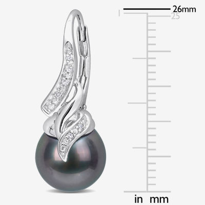 Genuine Black Tahitian Pearl & Diamond Accent Sterling Silver
