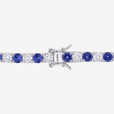 Lab Created Blue Sapphire Sterling Silver 7.25 Inch Tennis Bracelet