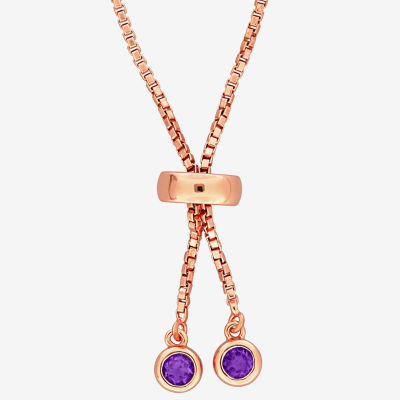 Womens Genuine Purple Amethyst Sterling Silver Bolo Bracelet