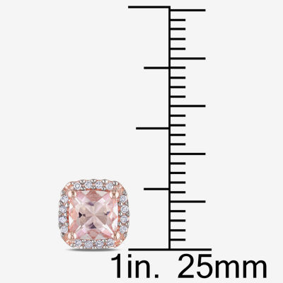 Genuine Morganite and Diamond 10K Rose Gold Stud Earrings