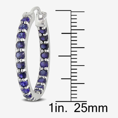 Lab-Created Blue Sapphire Sterling Silver Inside-Out Hoop Earrings