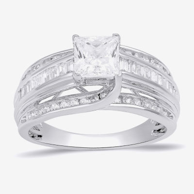 (G / I1) Womens 1 1/2 CT. T.W. Lab Grown White Diamond 10K Gold Side Stone Engagement Ring