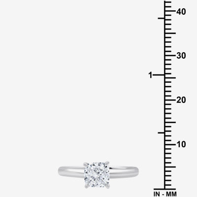 (G / Si2) Womens 1 CT. T.W. Lab Grown White Diamond 10K Gold Round Cushion Solitaire Engagement Ring