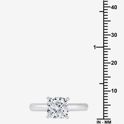 (G / Si2) Womens 2 CT. T.W. Lab Grown White Diamond 14K Gold Cushion Solitaire Engagement Ring