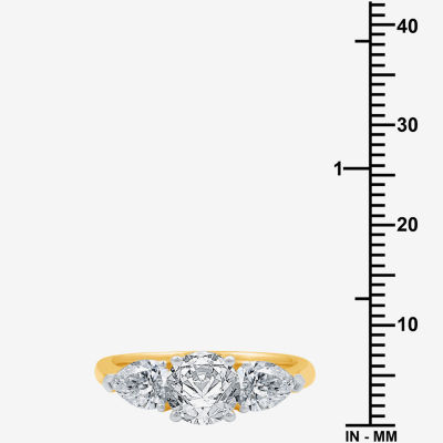 Signature By Modern Bride (H-I / Si1-Si2) Womens 2 1/4 CT. T.W. Lab Grown White Diamond 14K Gold Round 3-Stone Engagement Ring