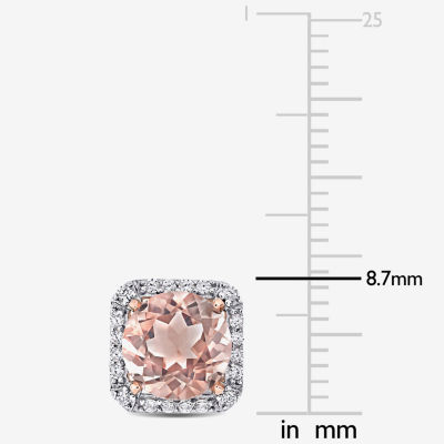 Simulated Pink Morganite 18K Rose Gold Over Silver 8.7mm Stud Earrings