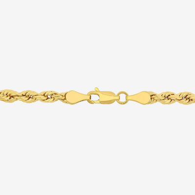 Womens 14K Gold 7.5 Inch Hollow Rope Chain Bracelet