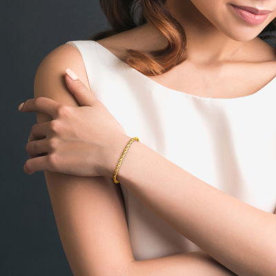 Womens 14K Gold 7.5 Inch Hollow Rope Chain Bracelet