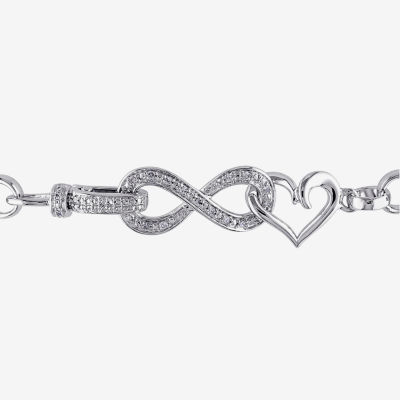 1/10 CT.T.W. Natural Diamond Sterling SIlver Heart & Infinity Bracelet