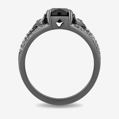 Enchanted Disney Fine Jewelry Villains Womens 1/5 CT. T.W. Genuine Black Onyx Sterling Silver Oval Maleficent Cocktail Ring