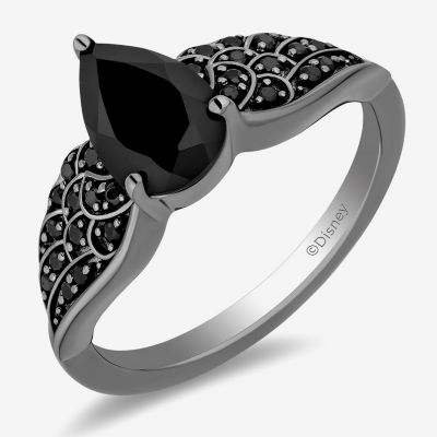 Enchanted Disney Fine Jewelry Villains Womens 1/5 CT. T.W. Genuine Black Onyx Sterling Silver Pear Wing Maleficent Cocktail Ring