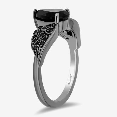 Enchanted Disney Fine Jewelry Villains Womens 1/5 CT. T.W. Genuine Black Onyx Sterling Silver Pear Wing Maleficent Cocktail Ring