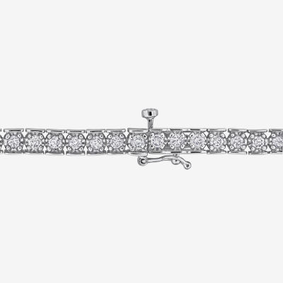 3 CT. T.W. Natural White Diamond Sterling Silver 7.25 Inch Tennis Bracelet