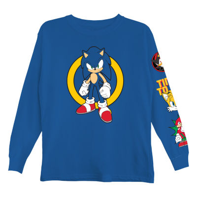 Little & Big Boys Crew Neck Long Sleeve Sonic the Hedgehog Graphic T-Shirt