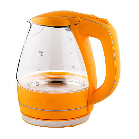 Ovente 1.5 Litre Glass With Led Light Stainless Steel Electric Kettle, One Size, Orange