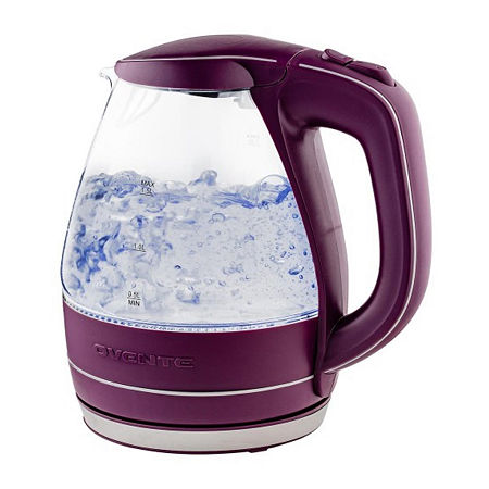 Ovente 1.5 Litre Glass With Led Light Stainless Steel Electric Kettle, One Size, Purple