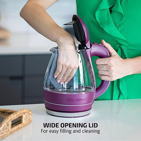 Ovente 1.5 Litre Glass With Led Light Stainless Steel Electric Kettle, One Size, Purple