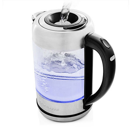 Ovente 1.7 Litre Prontofill Glass Stainless Steel Electric Kettle, One Size, Silver