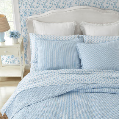 Laura Ashley Oxford Stripe Cotton Quilt Set