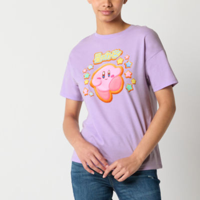 Juniors Kirby Boyfriend Womens Crew Neck Short Sleeve Graphic T-Shirt