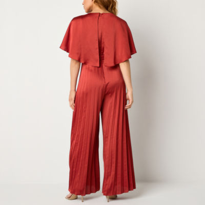 Melonie T Satin Short Sleeve Belted Jumpsuit