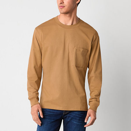 Arizona Mens Boxy Fit Long Sleeve T-Shirt, Large, Brown