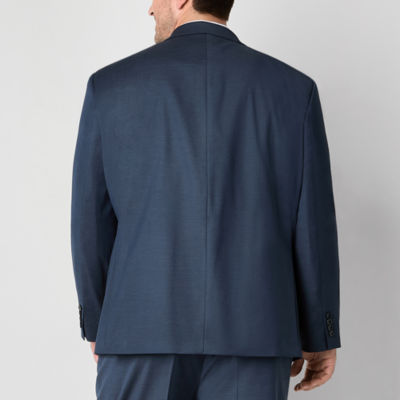 Shaquille O’Neal XLG Big and Tall Solid Blue Stretch Suit Jacket