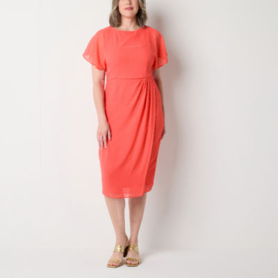 Liz Claiborne Short Sleeve Midi A-Line Dress