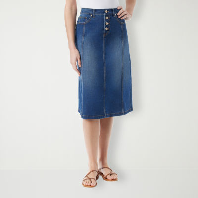 Gloria Vanderbilt Womens High Rise Midi A-Line Skirt
