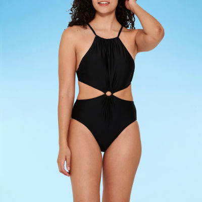 Decree Womens Textured One Piece Swimsuit Juniors