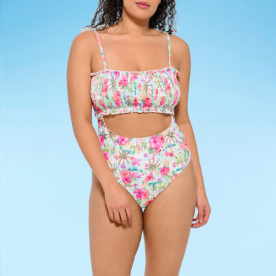 Decree Womens Textured One Piece Swimsuit Juniors