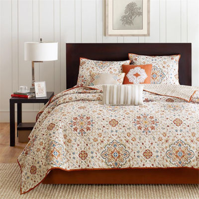 Madison Park Maya 6-Pc Printed Quilt Set With Throw Pillows