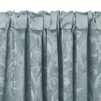 Elrene Home Fashions Mia Swirl Print Jacquard Energy Saving Blackout Rod Pocket Back Tab Single Curtain Panel