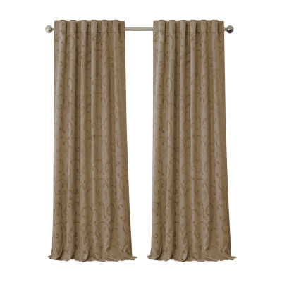 Elrene Home Fashions Mia Swirl Print Jacquard Rod Pocket Back Tab Energy Saving Blackout Single Curtain Panel