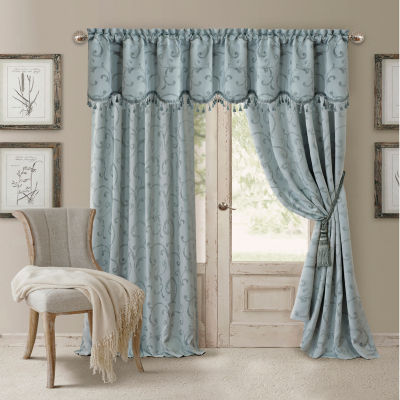 Elrene Home Fashions Mia Swirl Print Jacquard Rod Pocket Scallop Valance