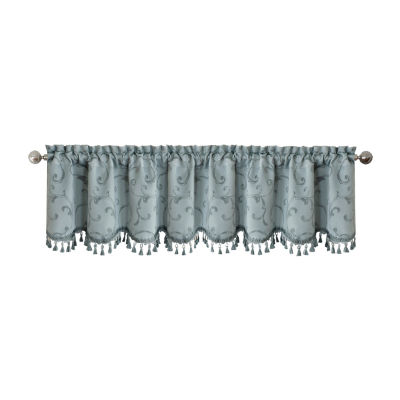 Elrene Home Fashions Mia Swirl Print Jacquard Rod Pocket Scallop Valances