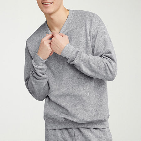 Hanes Mens Crew Neck Long Sleeve Sweatshirt, Small, Gray