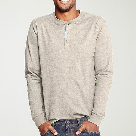 Hanes Mens Heavyweight Beefy-T Long Sleeve Henley, X-large, Gray